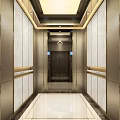 Elegant Modern Elevator Interior Design With Metal Panels And Marble Walls 3d model