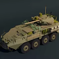 Armored Wheeled Military Tank With Turret Cannon And Greenery Camouflage Design