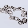 Shiny Decorative Stainless Steel Chain with Interlocking Links on White Background 3d model