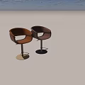 Modern Leather Bar Stools With Curved Back And Metal Base In Two Colors 3d model
