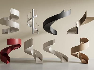Modern Spiral Staircases With Various Designs Different Colors And Unique Styles 3d model