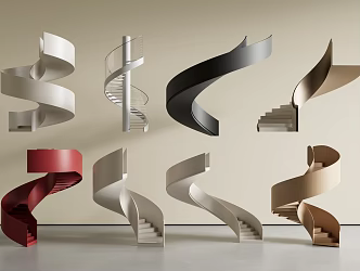 modern revolving stair handrail staircase metal staircase glass staircase 3d model