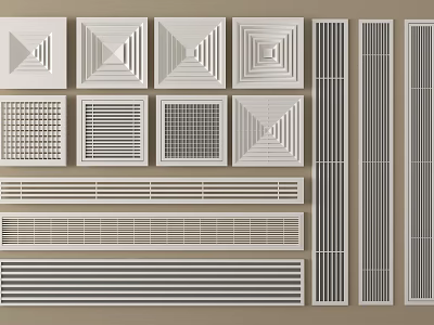 Different Design Styles Of Air Conditioner Vents For Home Interior Decoration 3d model