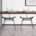 Nordic Dining Table and Chair Combination Dining Table and Chair Decoration Combination 3d model