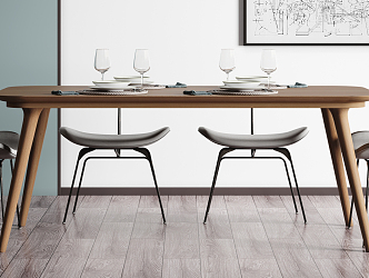 Nordic Dining Table and Chair Combination Dining Table and Chair Decoration Combination 3d model