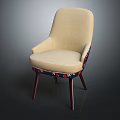 Beige Upholstered Single Sofa With Armrests Decorative Fabric Base And Wooden Legs