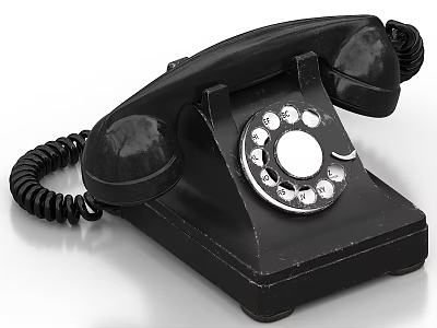 Vintage Black Rotary Dial Telephone Classic Office Appliance With Traditional Design 3d model