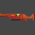 Futuristic Red Sci-fi Gun Featuring Orange Barrel Yellow Luminous Parts And Decorative Details
