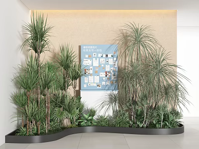 Modern Indoor Plant Combination With Various Green Plants And Wall Poster 3d model