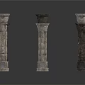 Multiple Decorative Stone Columns With Various Heights And Classical Design 3d model