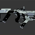 Futuristic Sci Fi Weapon With Advanced Mechanical Design And Scope White Black And Blue Accents
