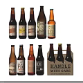 Assorted Craft Beer Bottles With Various Labels In Handle With Care Cardboard Box