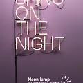 Neon Decorative Light with ON THE NIGHT Text on Purple Background