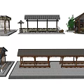 Outdoor Pergola Designs With Wooden Structure Roofed Benches And Garden Setting