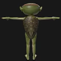 Game Movie Character With Green Skin Large Eyes Standing Arms Outstretched 3d model