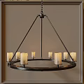 Stylish Circular Chandelier With Metallic Frame And Multiple Candle Shaped Lights 3d model