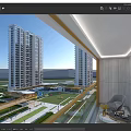High-rise Residential Buildings With Balcony View Green Courtyard Swimming Pool And Trees
