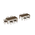 Modern Dining Table and Chair Solid Wood Desk 3d model