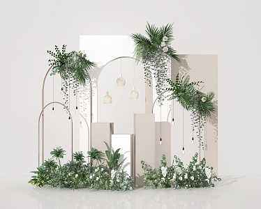 Modern Meichen Plants Meichen Plants Small Scene Mirror Cabinet Plants Pile Photo Wall Window Display Activities Meichen Landscape Wall Plants 3d model