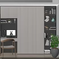 Modern Wardrobe Interior Design With Desk Computer Green Plants And Decorations 3d model