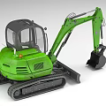 Green Compact Excavator With Tracks Cab Arm And Bucket For Construction Work 3d model