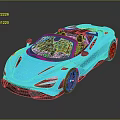 Sleek Blue Convertible Sports Car with Modern Design Black Top and Black Wheels
