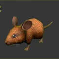 Game And Movie Character Orange Furry Mouse 3D Model With Large Ears And Black Eyes