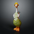 Adorable Duck Character Wearing Yellow Hat And Green Overalls Holding Hammer
