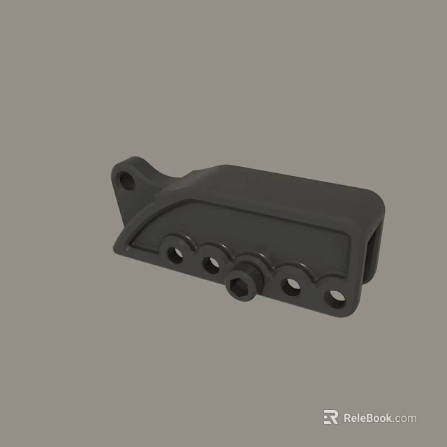 Black Metal Mechanical Bracket Component With Multiple Mounting Holes Design 3d model 