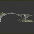 Ancient Stone Bridge Ruins Covered With Green Moss And Broken Structure 3d model