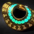 Antique Gold Collar Jewelry With Green Gemstones And Intricate Floral Carvings