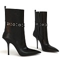 High Heels Leather Shoes Women's Shoes Boots Pointed Toe High Heel Boots Short Boots Chelsea Boots Square Toe Flat Boots Women's High Heels Dinner High Heels 3d model