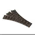 Railroad Switch Structure With Tracks Wooden Ties And Gravel Bed