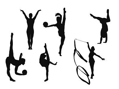 Yoga Sports Fitness Women Fitness Women Workout Wall Decorative Elements Icon Silhouette Figure Posture Action Black and White Silhouette 3d model