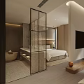 Warm Elegant Hotel Guest Room With Spacious Lounge And Stylish Open Bathroom Design