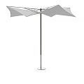 Outdoor White Patio Umbrella With Wooden Pole And Sturdy Frame For Garden Use