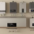 Various Styles Of Water Heaters With Digital Displays And Control Panels