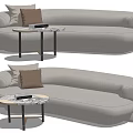 Modern Multiplayer Sofa Curved Sofa Coffee Table 3d model