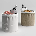 Light Gray And Brown Fabric Storage Baskets With Stuffed Unicorns And Items