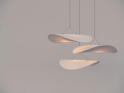 Modern Curved Pendant Lights With White Shades And Elegant Suspended Design 3d model