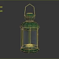 Vintage Green Candle Lantern With Metal Frame Glass Panels And Top Handle
