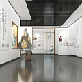 Modern Exhibition Hall Interior Design With Wall Artifacts Texts And Display Layouts