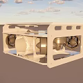 White Mechanical Frame Structure With Holes And Assembled Components Design