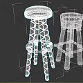 Two Stylish Wooden Bar Stools With Leather Seats And Spiral Legs Design