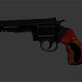 Black Revolver With Red Grip And Sleek Body Design For Weapon Collection