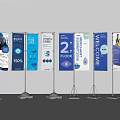 Multiple Advertising Billboards With Various Designs Blue Color And Stand Supports
