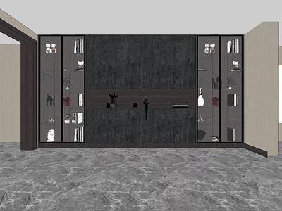 Modern Style Decorative Cabinet With Glass Doors Side Display Shelves And Decorative Items 3d model
