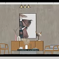 Leisure Sofa Set with Gray Wall Art Wooden Cabinet Coffee Table and Area Rug