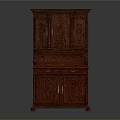 Vintage Mahogany Cabinet Furniture With Intricate Carvings Drawers And Upper Lower Sections