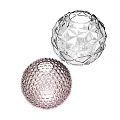 Spherical Decorative Ornament Set With Pink Bumpy Dots And Clear Geometric Cut Design 3d model